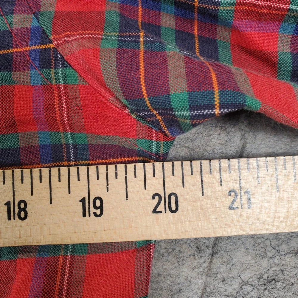 Polo Ralph Lauren Button Down Mens L Red Plaid Crest Logo Long Sleeve USA Made